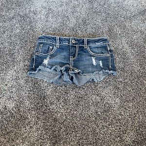 Wet seal medium denim distressed shorts